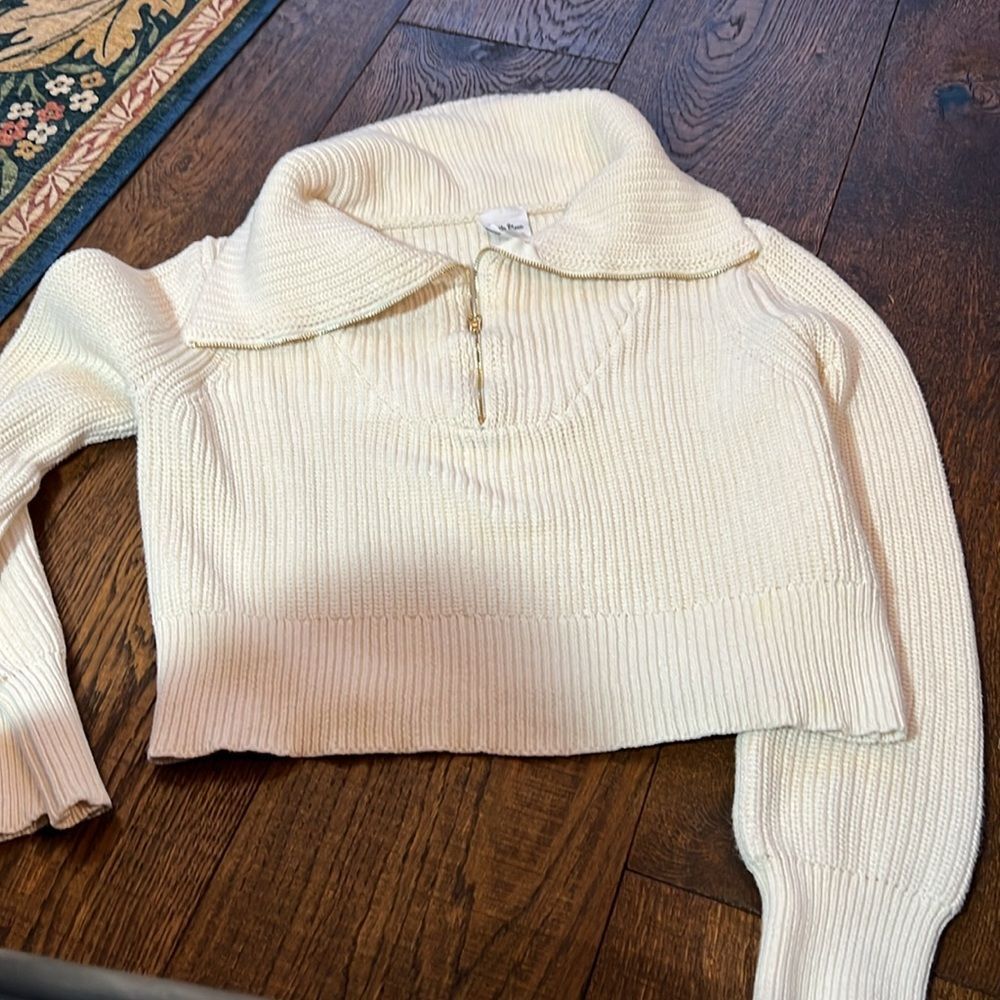Sky to Moon cute Cream Zip Front Knit Sweatert M. WT234 - Picture 5 of 5